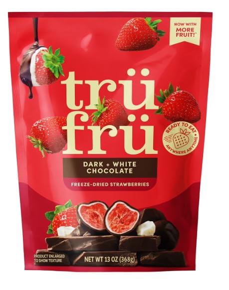 Tru Fru Nature's Strawberries White and Dark Chocolate Covered Freeze-Dried 130z