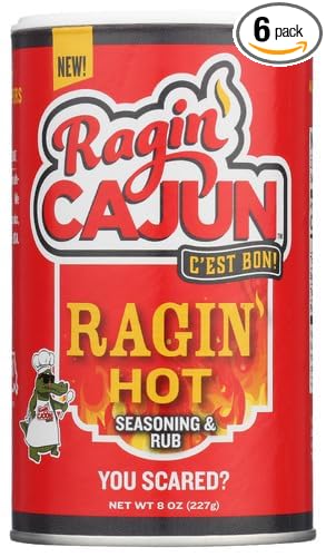 Ragin Cajun Seasoning Rub Hot Ragin 8 oz (Pack of 6)