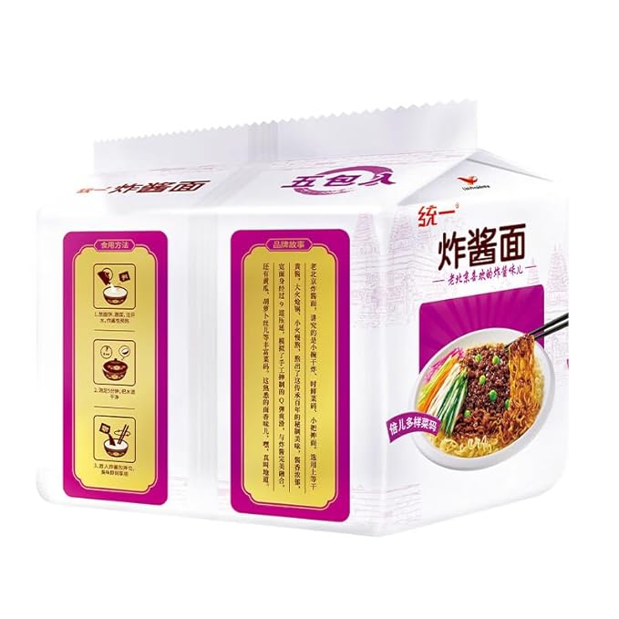 Chinese food Instant noodles 统一 方便面 炸酱面 五连包袋面 干拌面100g*5包
