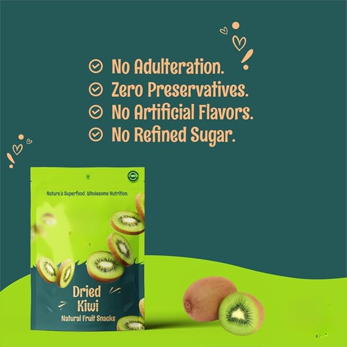 Generic Dried Kiwi Natural Fruit Snacks High Fibre Energy Booster Naturally Dehydrated Wholesome Nutrition - 200 gm
