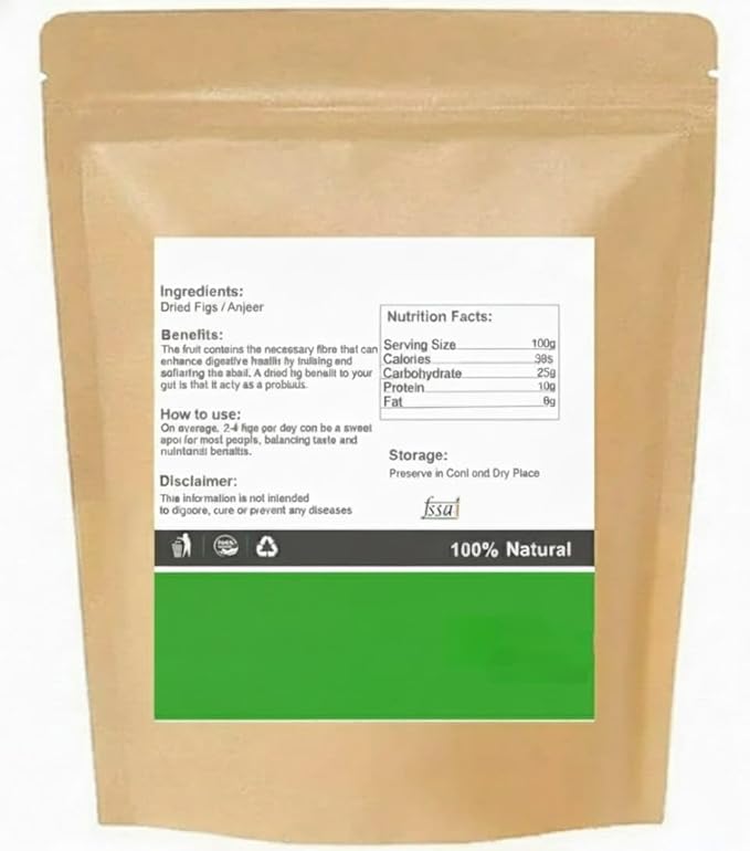 Dried Figs 100 grams Dried Anjeer Dried Afghani Anjeer Rich source of Fibre Calcium &amp Iron Fat Free (Pack of 1 X 100 grams)
