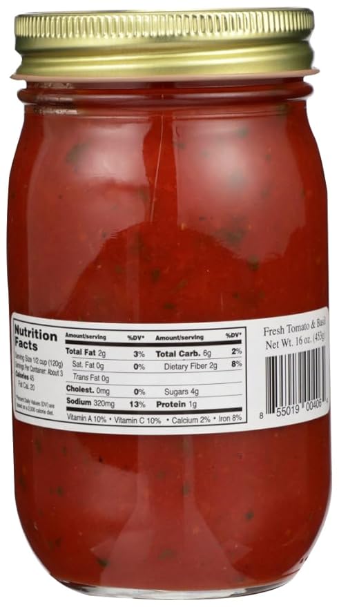 MICHAEL'S OF BROOKLYN Sauce Tomato Basil Pack of 6 16 FL OZ (GMO Free Low Sodium Vegan Wheat Free Yeast Free)