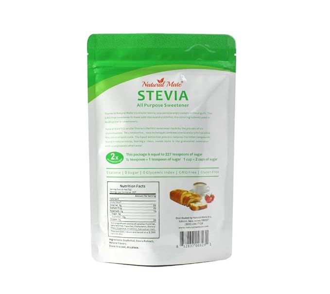 Natural Mate Zero Calorie Sweetener - Organic Stevia Granular Powder Blended with Erythritol - 2:1 Sugar Replacement for Keto Paleo Low GI – (1Lb/16OZ Pack of 5)