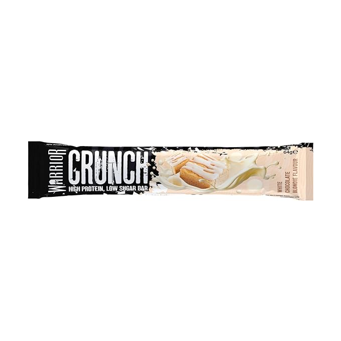 Warrior Crunch High Protein Bars | 20g Protein Low Carb Low Sugar Keto Friendly | Delicious Chewy Crispy On The Go Snack | Box of 12 Bars (White Chocolate Blondie)