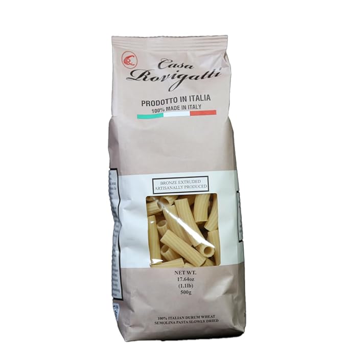 Casa Rovigatti Tortiglioni Pasta Italian Durum Wheat Semolina Bronze Extruded Artisanally Produced 17.64 oz (1.1 lb) 500g Pack of 4