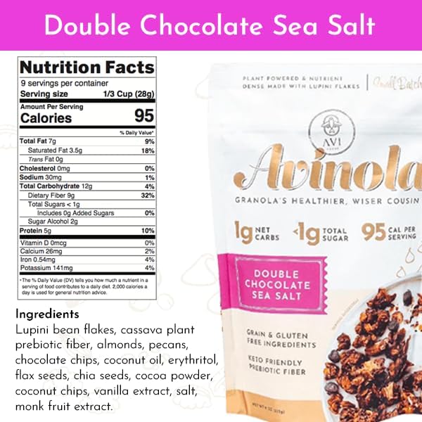 Superfood Granola- Grain-Free Keto No Sugar Added - No oats Superfood Snack made from lupini beans with Berry Flavors Gluten-Free (9 Ounce (Pack of 3) Chocolate Berry &amp Peanut Butter)