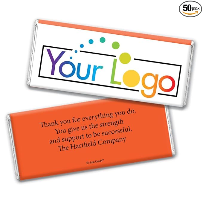 50 Pcs Personalized Candy Promotional Products Add Your Logo Chocolate Bars - Orange