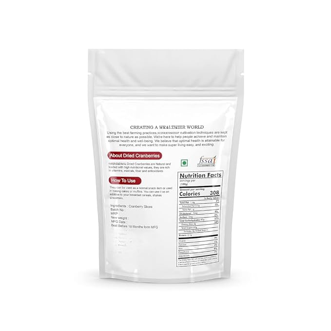 Generic Dried Cranberry dry fruit Naturally Dehydrated Real Sliced CranberriesHigh Nutrient and Antioxidant No Added Preservatives -250 gm