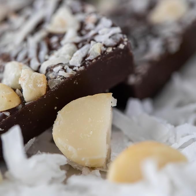 JOJO's Dark Chocolate Macadamia Coconut Healthy Snack Low Sugar Low Carb Gluten Free Non GMO Paleo &amp Keto Friendly Made with Plant Based Hemp Protein Vegan (4 Count)