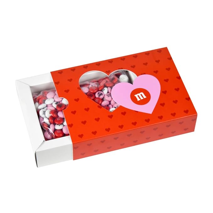 M&ampM'S Milk Chocolate Valentine's Day Gift Box - 1 lb of Red Pink &amp White M&ampM'S Chocolate Candies with Valentine's Day Themed Images