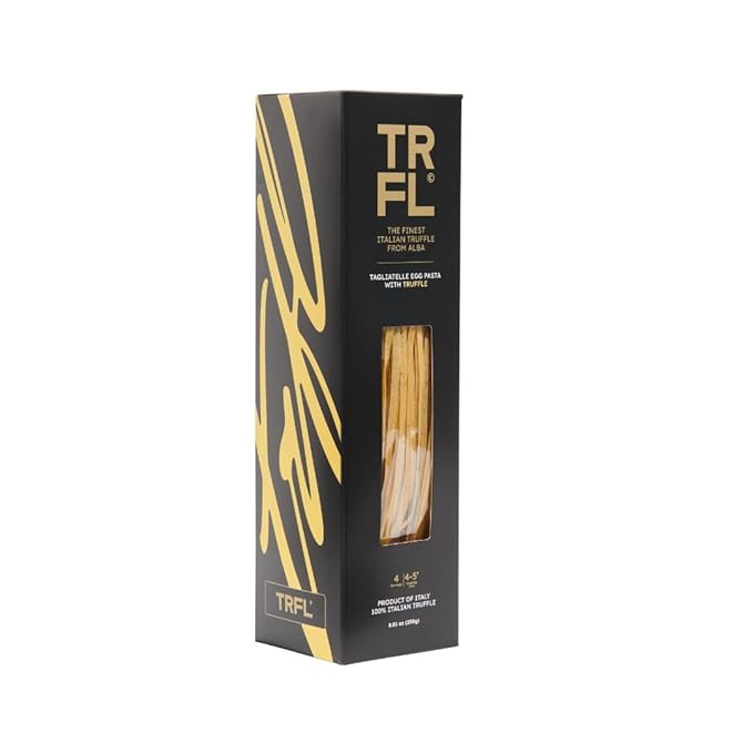 TRFL - Black Truffle Tagliatelle Pasta with 7% Real Truffle in Every Strand Egg Noodles Extra Wide Unique Gourmet Food Handcrafted in Alba Italy Ideal Gifts for Foodies 4 Servings 8.8 oz (250 g)