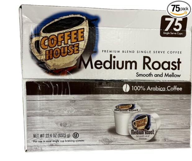 Coffee House Premium Blend Single Serve Coffee medium Roast 75 count.