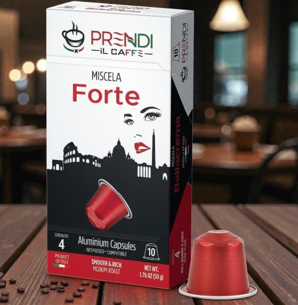 Prendi iL Caffe- Aluminium Capsules Prendi Espresso Forte Dark Roast - 100 Count