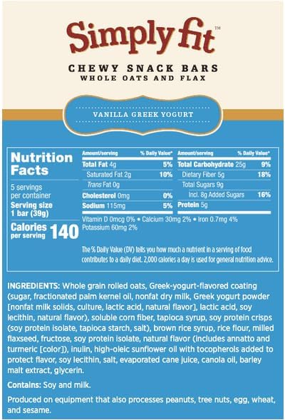 Melaleuca SimplyFit - 5X 1.37oz Bars - Vanilla Greek Yogurt