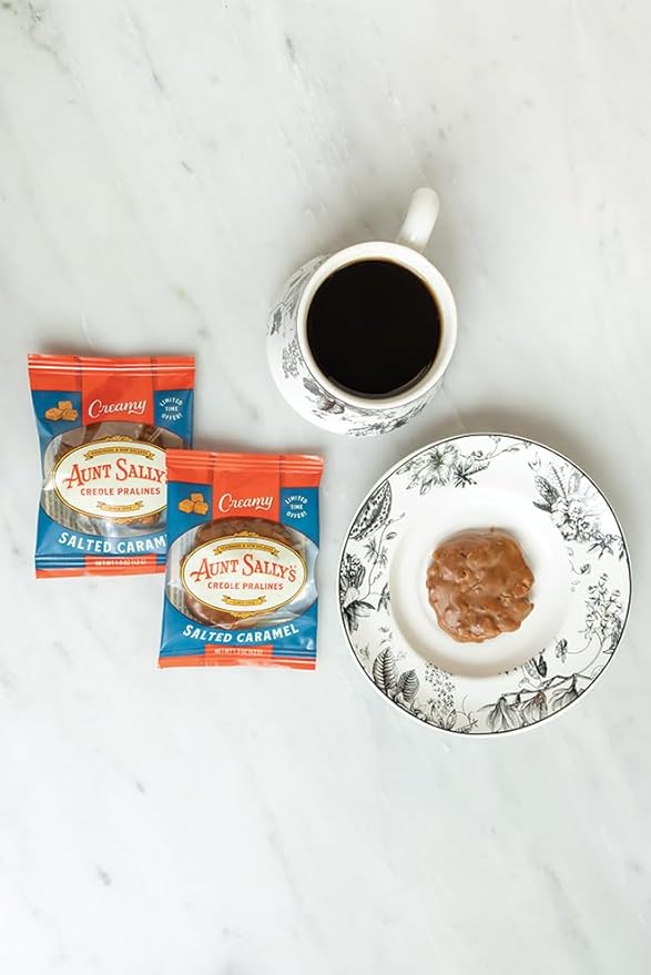 Aunt Sally's Creamy Salted Caramel Pralines – 16 count box- New Orleans Most Famous Praline- Handmade Pecan Candy