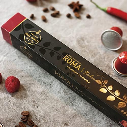 ‘Roma’ Strong Espresso for Nespresso | 100 Bold Aluminum Capsules | Extra Dark and Intense Italian Flavor | 100% Nespresso Compatible Pods
