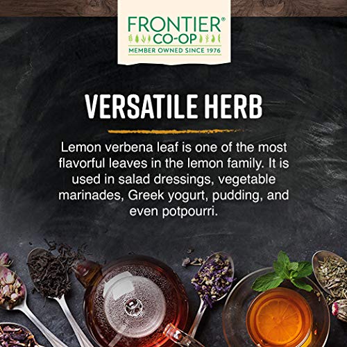 Frontier Co-op Organic Lemon Verbena Leaf Cut and Sifted Kosher Bulk Bag - Loose Leaf Lemon Verbena Tea - Cafe and Restaurant Supply | 16 Ounce (Pack of 1)