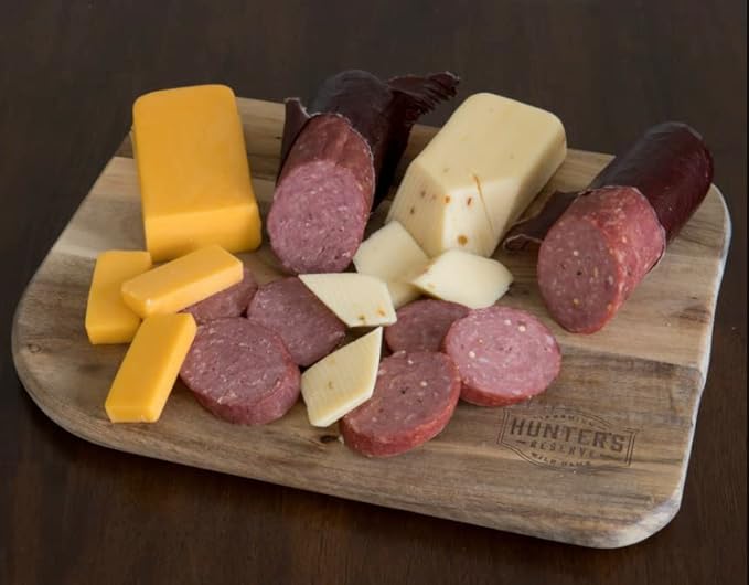 HUNTERS RESERVE - A REEL CATCH EXOTIC MEAT &amp CHEESE COLLECTION - TACKLE BOX - VENISON ELK WILD BOAR SHARP CHEDDAR CHEESE STONE GROUND MUSTARD