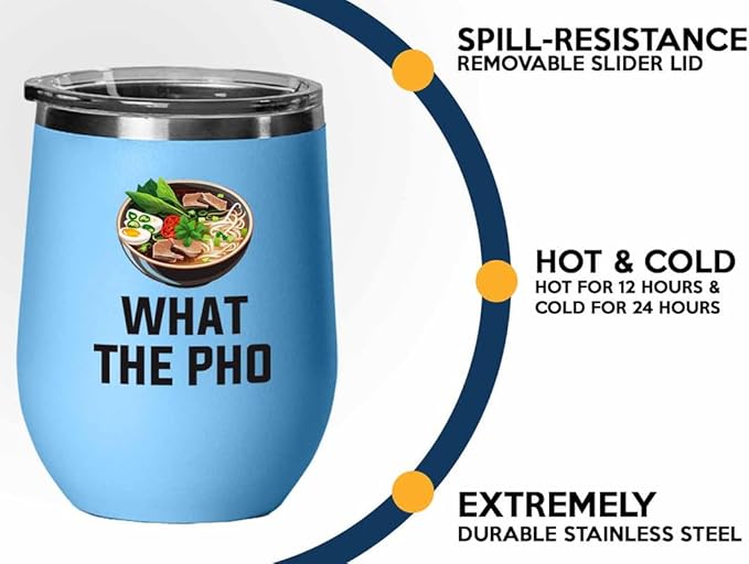 Ramen Lover Blue Edition Wine Tumbler 12oz - What the pho - Food Lovers chicken pumpkin vegan pantry spicy noodles