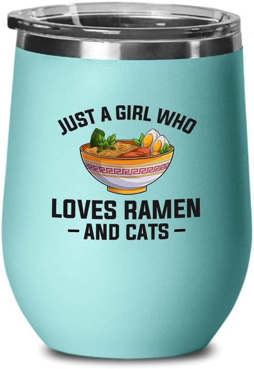 Ramen Lover Teal Edition Wine Tumbler 12oz - Just a girl who loves - Food Lovers chicken pumpkin vegan pantry spicy noodles