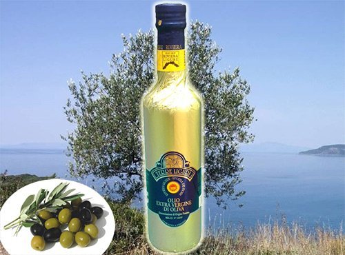 Riviera Ligure extra virgin oil pdo has got by olives called Taggiasche lt 050 (176 ounce) x 2 gold cover bottle