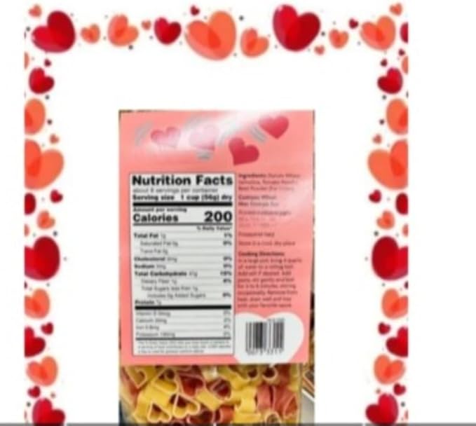 Artisan Italian Heart Shaped Pasta ValentinesDay Love Noodles 2 Pack each 16 oz