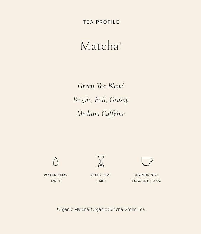 Art of Tea | Organic Matcha+ | Matcha Green Tea | 12 Count Pyramid Tea Bags Sachets