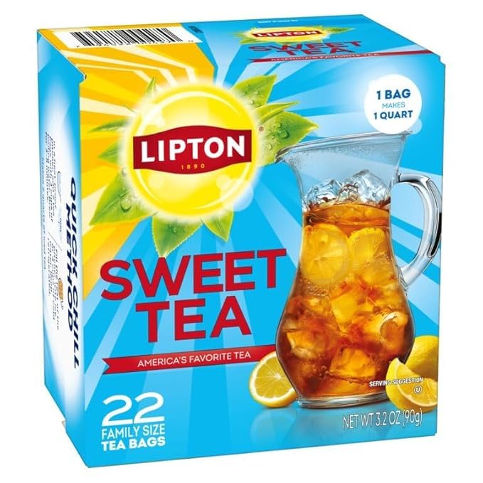 Lipton Southern Sweet Iced Tea Bags Family Size Zero Calories 132 Total Bags (22ct - Pack of 6)