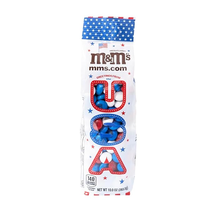 M&ampM’S Patriotic Candy 3-Pack 10oz Bag of Red White and Blue Candy with Patriotic Design for Gifts Candy Bowls Party Décor