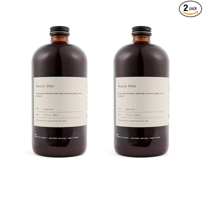 Dona Original Masala Chai Concentrate Small-Batch Single-Origin Spices Hot or Iced Chai 32 Fl Ounce Bottles (Pack of 2) (Large 64 Fl Oz)