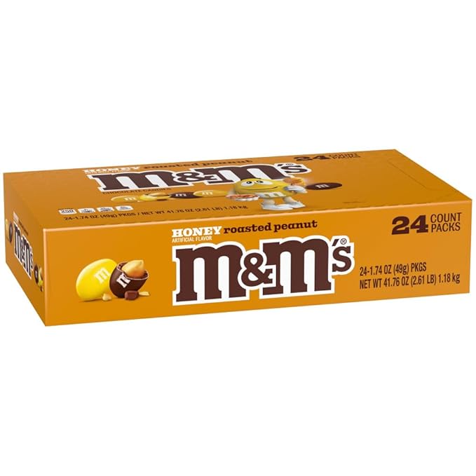 M&ampM'S Honey Roasted Peanut Milk Chocolate Candy Full Size Salty and Sweet Nutty On the Go Snack 1.74 oz Pack