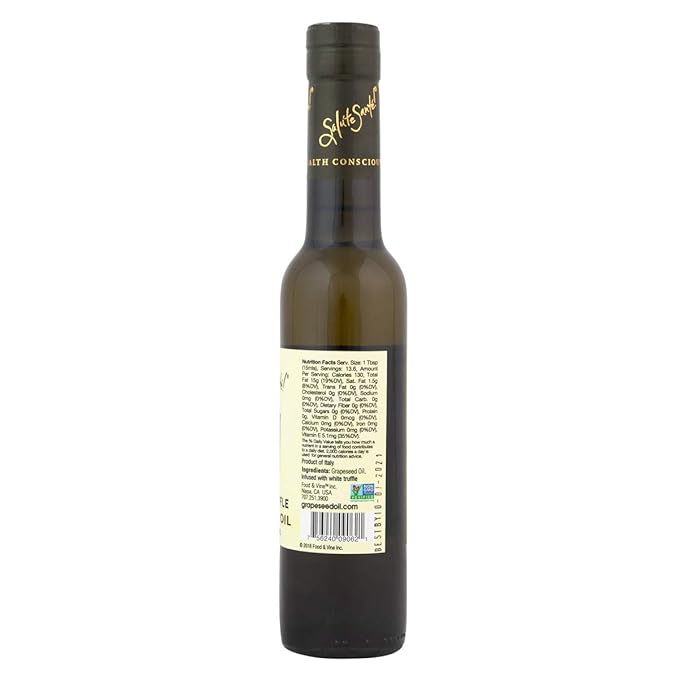 Salute Santé! White Truffle Infused Grapeseed Oil – 200ml Premium Cold Pressed Gourmet Oil for Pasta Pizza Salads and Finishing – Healthy Non-GMO Vegan Upcycled Award-Winning Culinary Essential