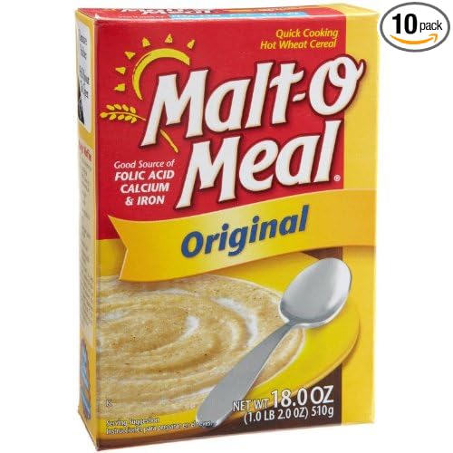 Malt-O-Meal Original Hot Wheat Cereal 18 Ounce (Pack of 10)