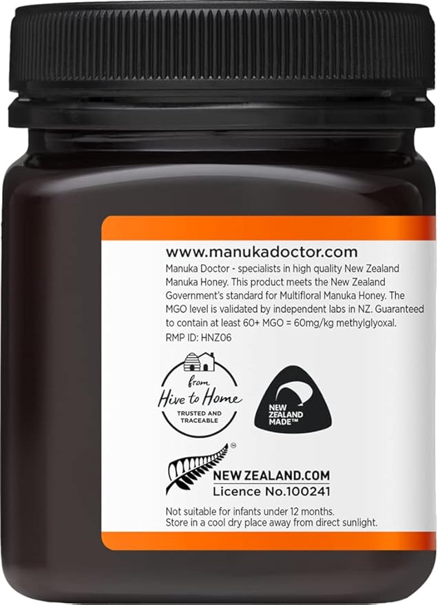 Manuka Doctor - MGO 60+ Manuka Honey Multifloral 100% Pure New Zealand Honey. Certified. Guaranteed. Raw. Non-GMO (8.75oz)