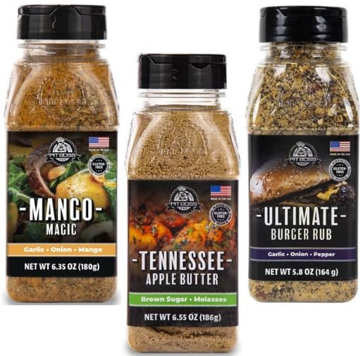 Pit Boss BBQ and Grill Seasoning with the exotic flavors + King Combo QR Code (Tennesse Mango &amp Ultimate Burger (1 ea.))