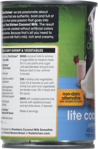 Thai Kitchen Organic Lite Coconut Milk 13.66 fl oz (Pack of 4)