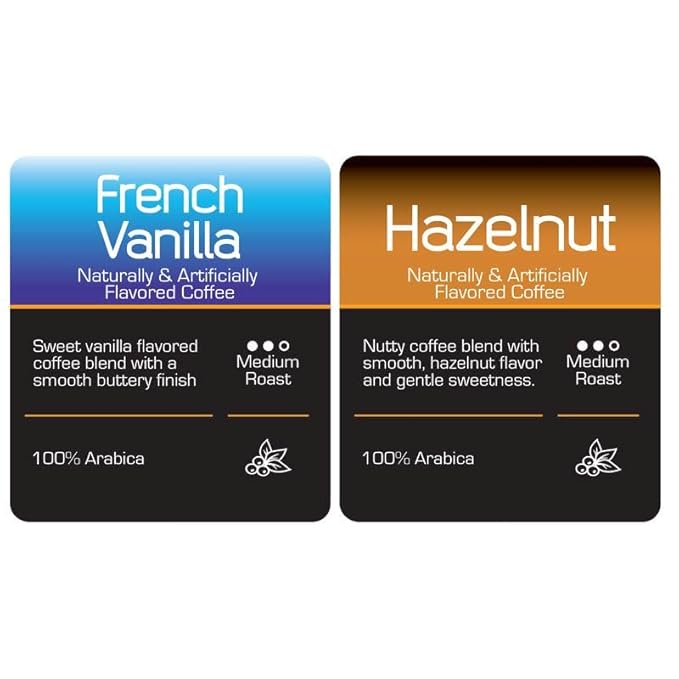 Roast Ridge Single Serve Coffee Pods for K-Cup Brewers Flavored Variety Pack Medium Roast 60 Count (30 each: French Vanilla Hazelnut)