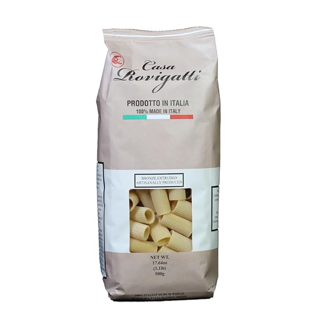 Casa Rovigatti Rigatoni 100% Italian Durum Wheat Pasta Bronze Extruded Artisanally Produced 17.64 oz Pack of 4