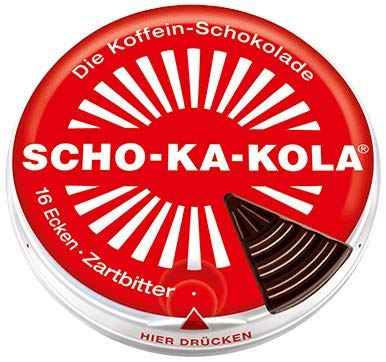 Dark Chocolate SCHO-KA-KOLA with natural Caffeine from Cocoa Cola-Nut-Powder and Coffee 6 tins x 100 g / Germany