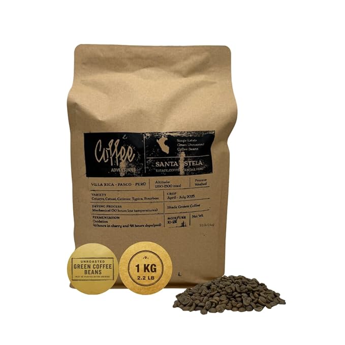 Coffee Adventures Green Unroasted Coffee Beans From Peru - Finca Santa Estela Single Estate Blend - Caturra Catuaí Catimor Typica Bourbon Blend - Direct Trade Green Coffee Beans for Coffee Roaster
