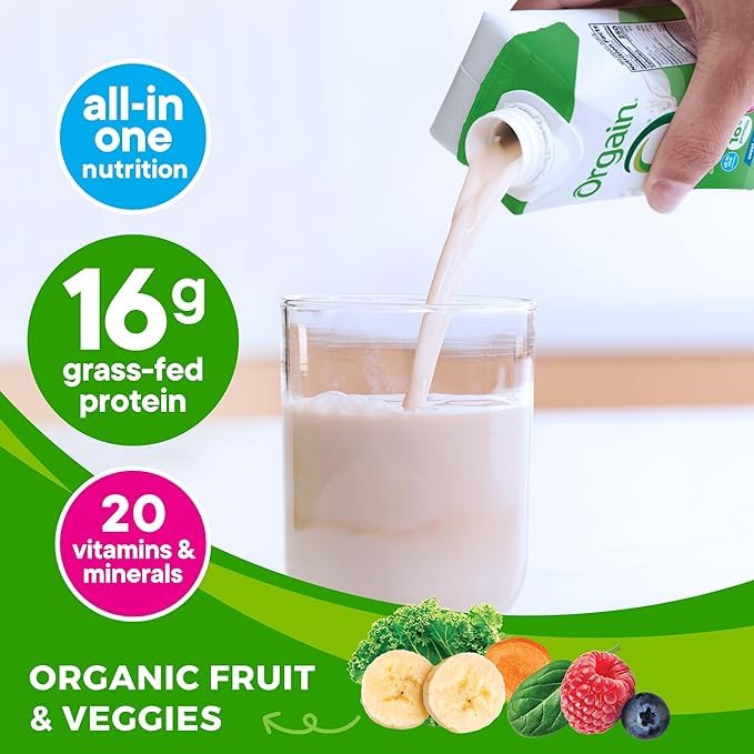 Orgain Organic Nutritional Shake Vanilla Bean + Strawberries &amp Cream 11 Fl Oz (Pack of 12)