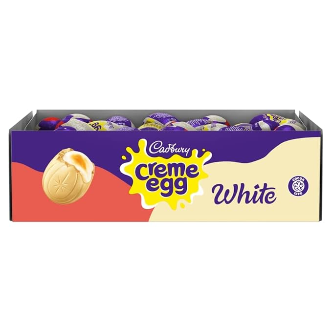 Cadbury White Chocolate Creme Egg (Pack of 48). Easter Egg Hunt Thank you Gift Present White Chocolate Filled Eggs