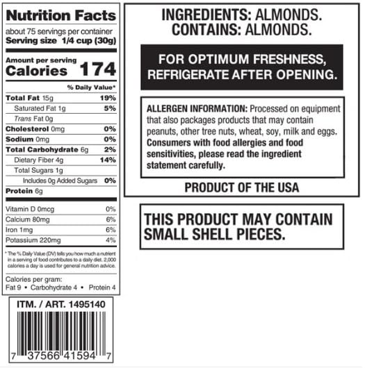 Whole Raw Almonds - 5lb Bulk Bag - Fresh &amp Healthy