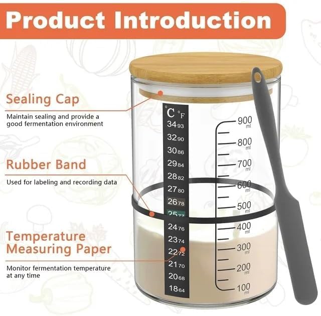 Pro Sourdough Bread Starter Kit - 34 oz sourdough jar with 5 unique features for the perfect sour dough bread &amp sourdough starter kit - baking supplies (34oz-1pack)