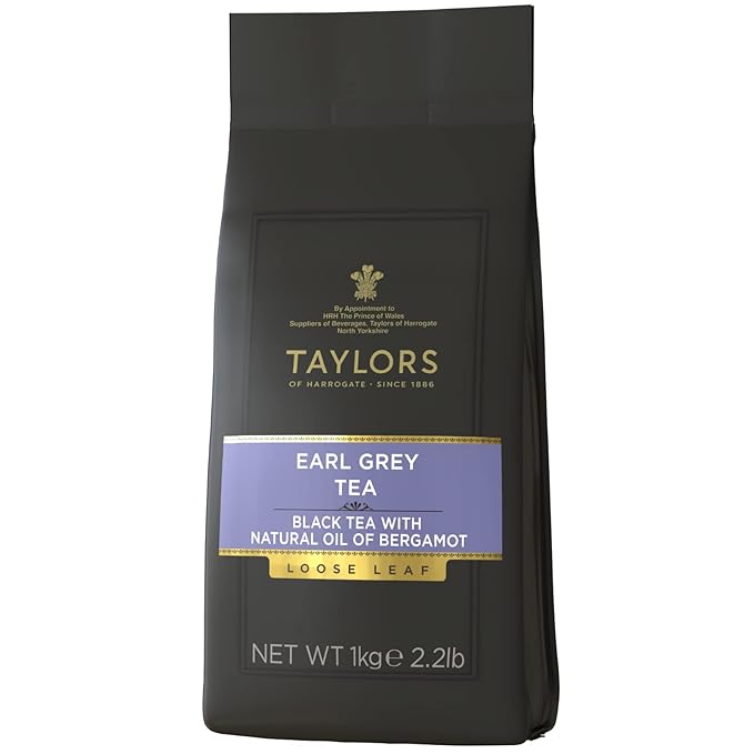 Taylors of Harrogate Earl Grey Black Tea Loose Leaf 1 Kilo Bag|2.2lb Fragrant Delicate &amp Light Caffeinated Premium Whole Leaf Tea