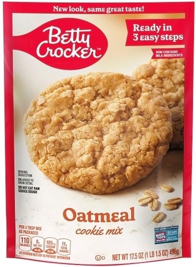 Betty Crocker Cookie Mix Variety Chocolate Chip Oatmeal Peanut Butter Double Chocolate Chunk and Sugar Cookie 17.5 Ounce (Pack of 5) - with Make Your Day Bag Clip