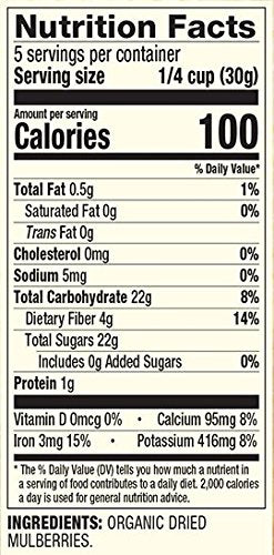Sunny Fruit Sweet &amp Delicate Organic Dried Mulberries 5.3 oz 18 Pack (Full Case) Save More