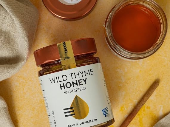 Laconic Foods | Wild Thyme Honey | Raw &amp Unfiltered Greek | Fourth-Generation Beekeepers | Single-Origin Mediterranean | 315g