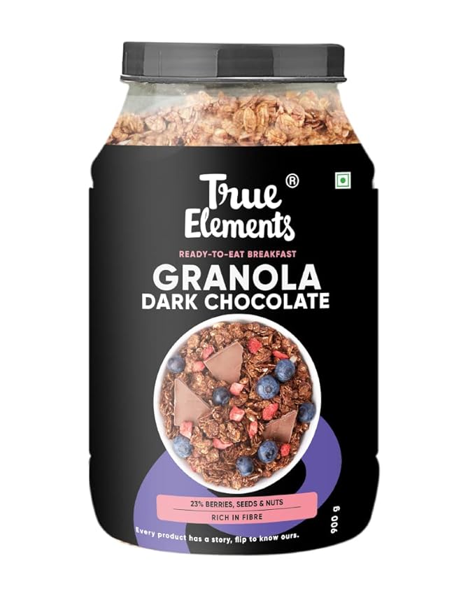 True Elements Chocolate Granola 31.74 Oz - With Dark Chocolate Almonds &amp Cranberries | Granola for Breakfast | Healthy Food | 100% Whole Grain Cereal