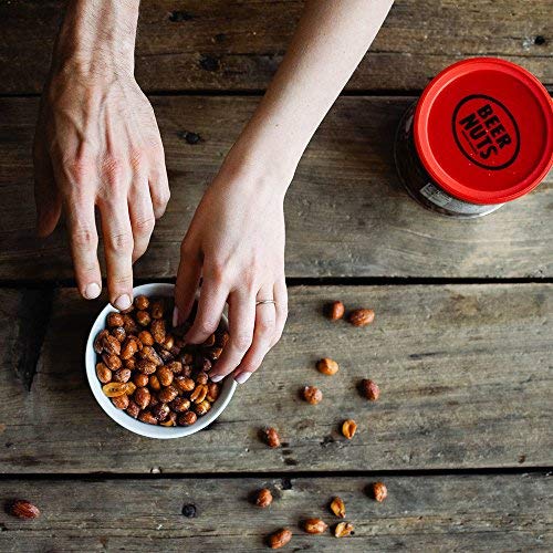 BEER NUTS Original Peanuts - Travel Size Sweet &amp Salty Bar Nuts - Gluten Free Kosher Low Sodium Peanut Snacks Made In The USA - 12oz Resealable Can (Pack of 3)